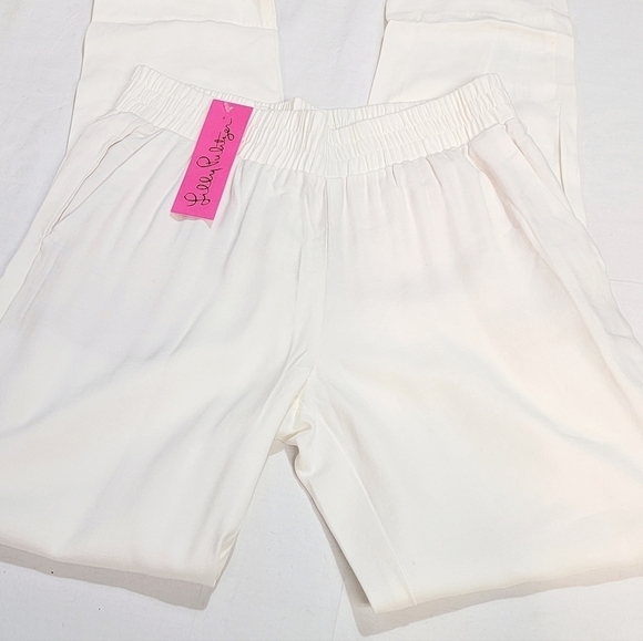 Lilly Pulitzer Women's XS Alaura Pant Coconut Mid Rise Twill Pull-on Pockets - Picture 3 of 11